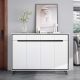LEJU Minimalist White/Black Shoe Cabinet w/ Seat