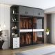 Wo Shi White Modern Grey Glass Fronted Sliding Doors Wardrobe