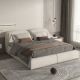 YiShi Baxter Italian Minimalist Down Upholstery Leathaire Cream Style Fabric Elephant Ear Bed