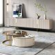 JNL Ivory Gold TV Console & Coffee Table Living Room Set