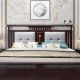 Modern Oriental Traditional Wooden Bed w/o Storage