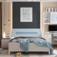 Boys Children Light Blue/White Bedroom Set with Bed w/o Storage Wardobe Bedside Table and Desk