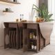 Rogmars Wood/Walnut Round Foldable Dining Table Counter with Chairs