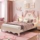 Mickey-Inspired Pink Girl's Bedroom Set with Bed Wardrobe and Bedside Table