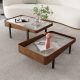 JNL Minimalist Slanted Wooden Coffee Table with Marble Top