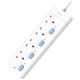 BULL GNSG-E3040 Safety Socket 4 Way Extension Socket Outlet 1.8M/3M/5M Power Strip have Individual LED Indicator & 2-PIN Euro Plug Friendly
