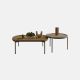MuChao Large and small coffee table combination Italian style minimalist saddle leather small apartment wabi-sabi style stainless steel set