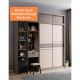 Black Oak Sliding Wardrobe W/ Top Cabinet