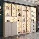 Modern Nordic Glass Door Storage Bookshelf With LED Strips