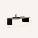 Muchao Wabi-sabi style square rock slab tea table simple modern art high-end designer style ebony veneer light luxury coffee table