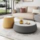 JNL Italian Modern Minimalist Slate Round Coffee Table Set