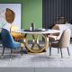 Italian Faux Marble/Sintered Stone Round Dining Table w/ Lazy Susan