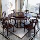 Chinese Oriental Solid Wood Round Dining Table with Lazy Susan