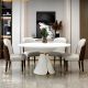 Luxe Faux Marble/Sintered Stone Dining Table with Lazy Susan