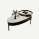 Muchao Light luxury saddle leather coffee table small apartment living room home Italian minimalist slate high-quality oval coffee table