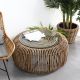 Tai An Japanese-style rattan coffee table Indonesian rattan weaving round table living room B&B style home retro sofa side table
