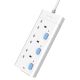 BULL GNSG-E3030 Safety Socket 3 Way Extension Socket Outlet 1.8M/3M/5M Power Strip have Individual LED Indicator & 2-PIN Euro Plug Friendly