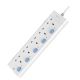 BULL GNSG-E3050-30 Safety Socket 5 Way Extension Socket Outlet 3M Power Strip have Individual LED Indicator & 2-PIN Euro Plug Friendly.Used For Electronics&Home Appliance&Office Computer