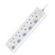 BULL GNSG-E305T-30  5 Way Safety Socket/Extension Socket Outlet/Power Strip 3M Professional Lightning Protection & Surge Protector. Individual LED Indicator & 2-PIN Euro Plug Friendly