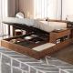 Multifunction Nordic Modern Storage Bed With Rotatable Desk and USB Charging Outlet