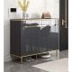 LEJU Minimalist Dark Grey and Gold Shoe Cabinet w/ Seat