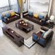 Oriental Neo-Chinese Wooden Sectional Sofa with Storage