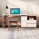 Modern Nordic Table Desk with USB Charging and Electrical Outlets with Rotatable Storage Cabinet