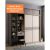 Black Oak Sliding Wardrobe W/ Top Cabinet