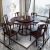 Chinese Oriental Solid Wood Round Dining Table with Lazy Susan