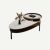Muchao Light luxury saddle leather coffee table small apartment living room home Italian minimalist slate high-quality oval coffee table