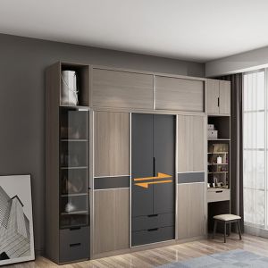 Nordic Sliding Door Wardrobe with Modular Add-On Storage/Dresser